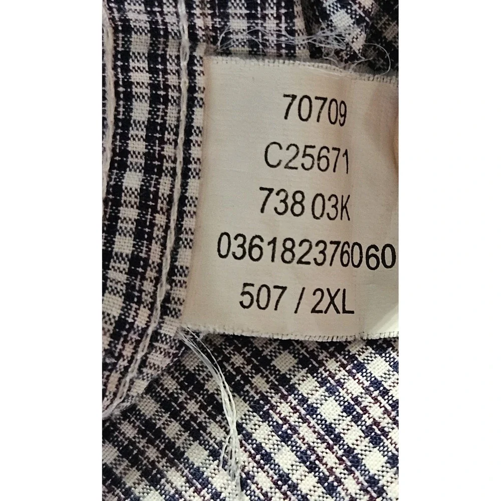 Chaps Easy Care Shirt Mens XXL Blue White Check Long Sleeve Button Down Pocket